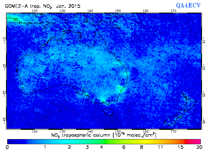 Regional Tropospheric NO2 of January 2015