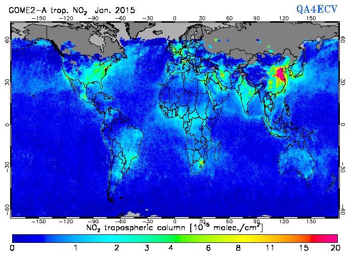 Regional Tropospheric NO2 of January 2015