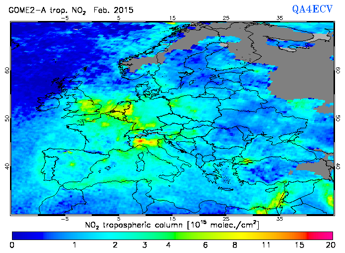 Regional Tropospheric NO2 of February 2015