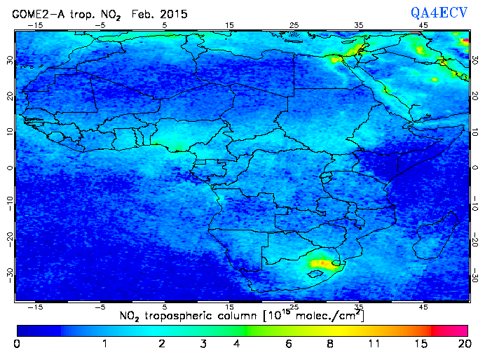 Regional Tropospheric NO2 of February 2015
