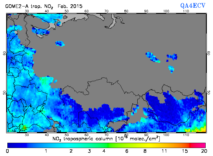 Regional Tropospheric NO2 of February 2015