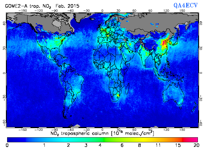 Regional Tropospheric NO2 of February 2015