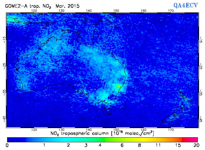 Regional Tropospheric NO2 of March 2015