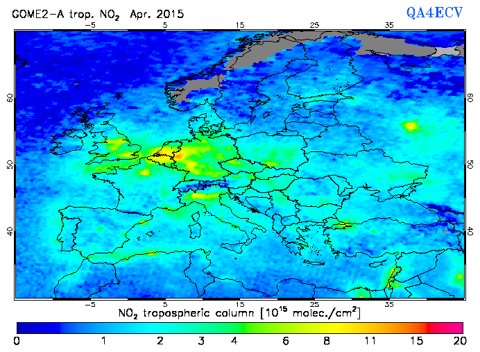 Regional Tropospheric NO2 of April 2015