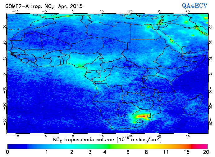 Regional Tropospheric NO2 of April 2015