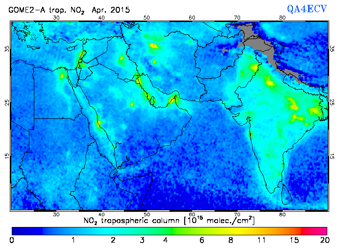 Regional Tropospheric NO2 of April 2015