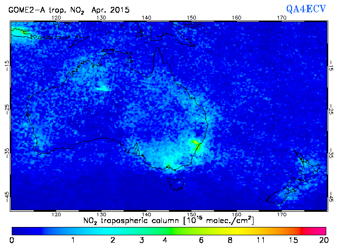 Regional Tropospheric NO2 of April 2015