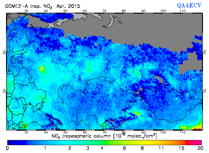 Regional Tropospheric NO2 of April 2015