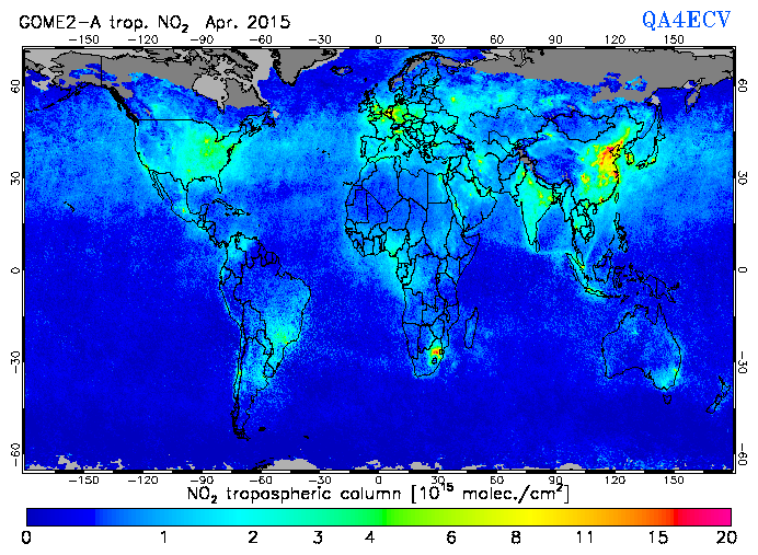 Regional Tropospheric NO2 of April 2015