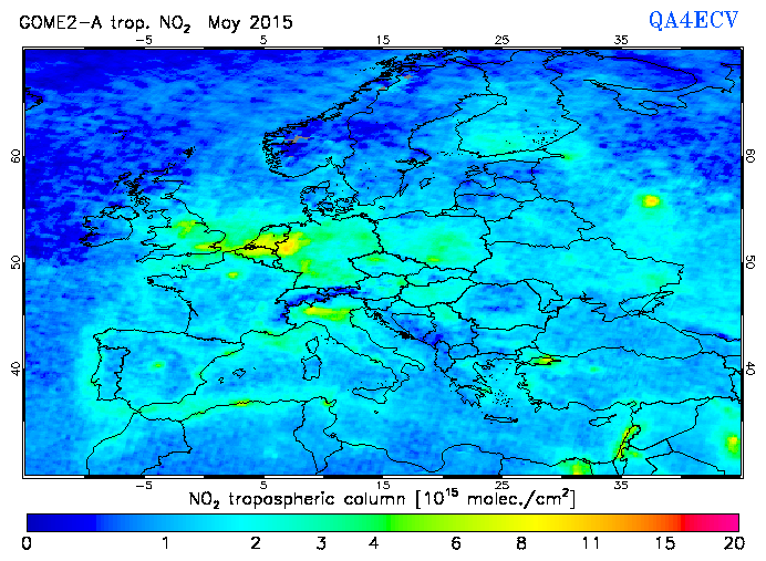 Regional Tropospheric NO2 of May 2015
