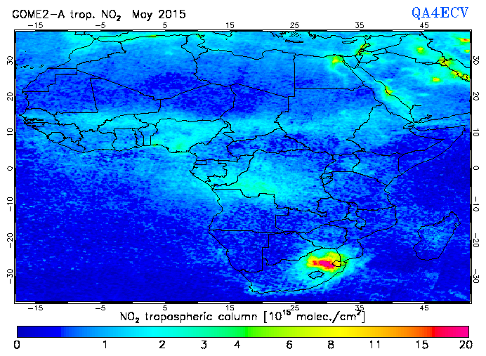 Regional Tropospheric NO2 of May 2015
