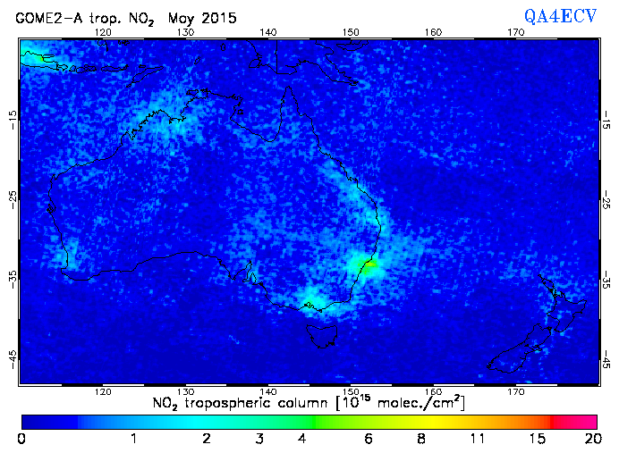 Regional Tropospheric NO2 of May 2015