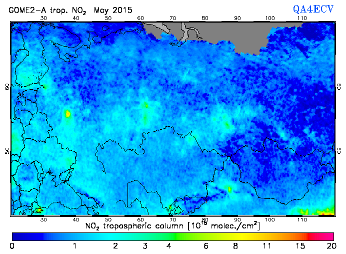 Regional Tropospheric NO2 of May 2015