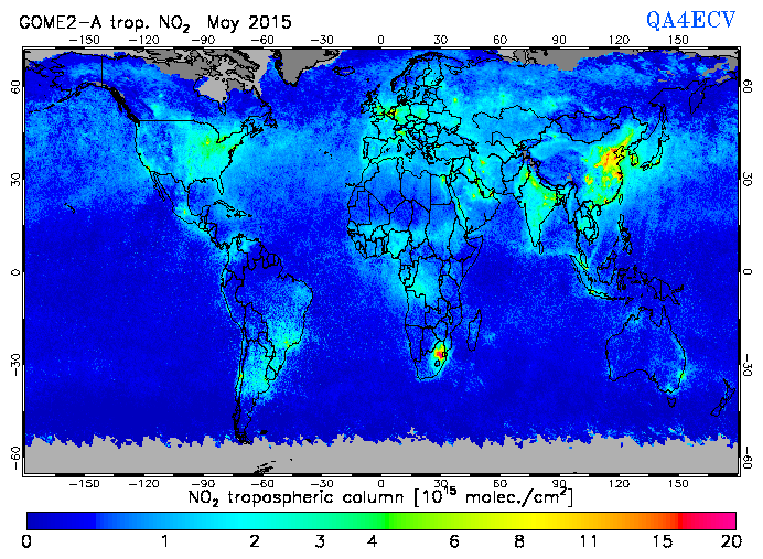 Regional Tropospheric NO2 of May 2015