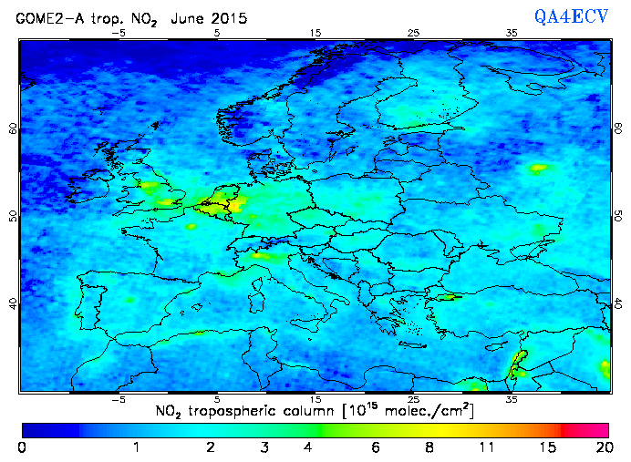 Regional Tropospheric NO2 of June 2015