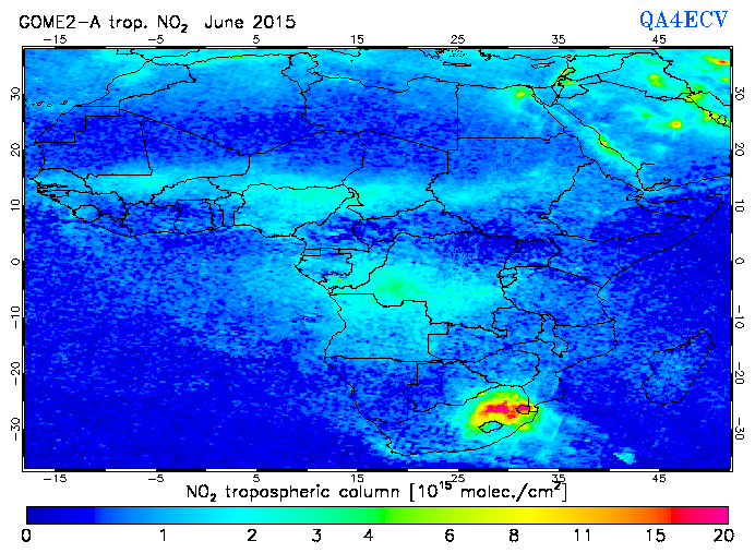 Regional Tropospheric NO2 of June 2015
