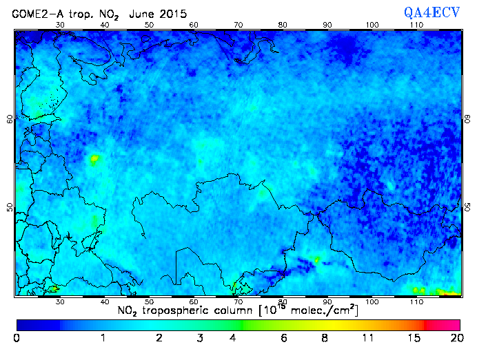 Regional Tropospheric NO2 of June 2015
