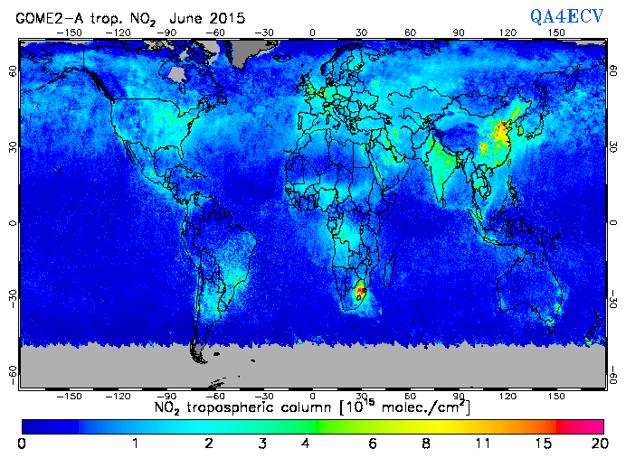 Regional Tropospheric NO2 of June 2015