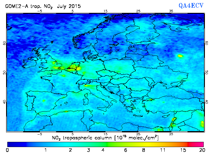 Regional Tropospheric NO2 of July 2015