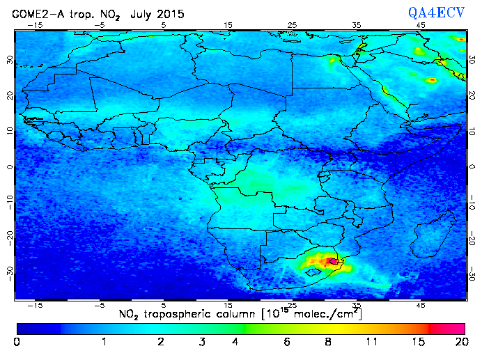 Regional Tropospheric NO2 of July 2015