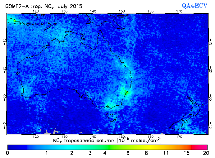 Regional Tropospheric NO2 of July 2015