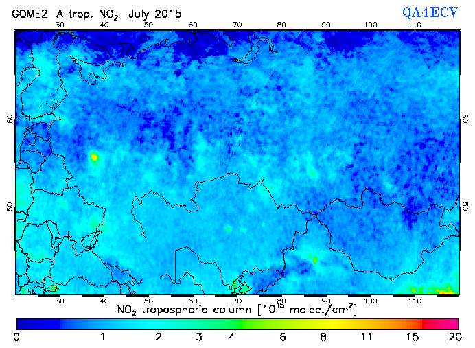 Regional Tropospheric NO2 of July 2015