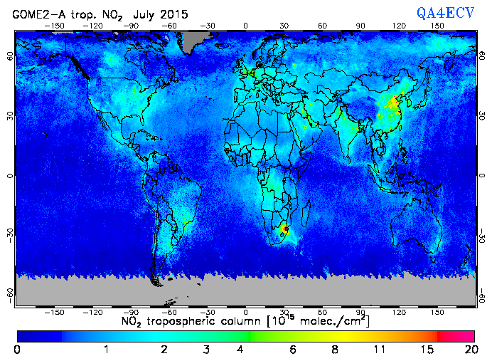 Regional Tropospheric NO2 of July 2015