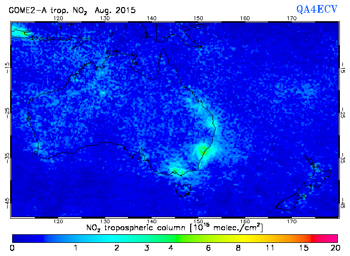 Regional Tropospheric NO2 of August 2015