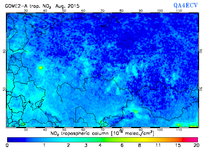 Regional Tropospheric NO2 of August 2015