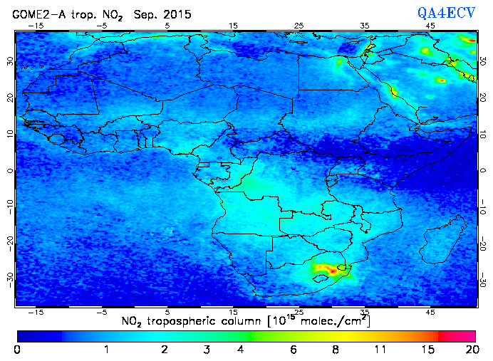 Regional Tropospheric NO2 of September 2015