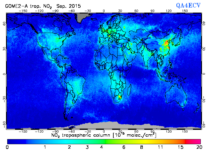Regional Tropospheric NO2 of September 2015