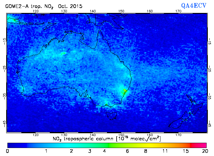 Regional Tropospheric NO2 of October 2015