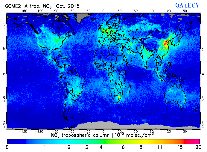 Regional Tropospheric NO2 of October 2015