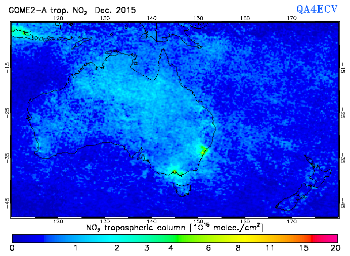 Regional Tropospheric NO2 of December 2015