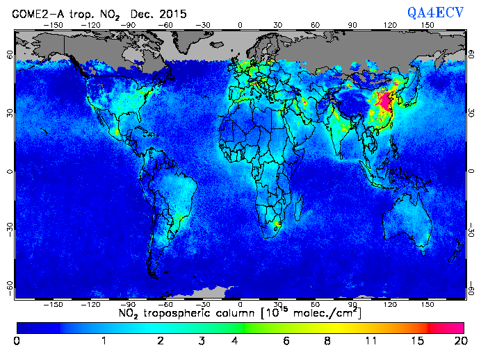 Regional Tropospheric NO2 of December 2015