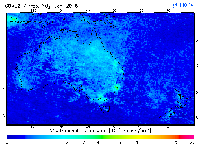 Regional Tropospheric NO2 of January 2016