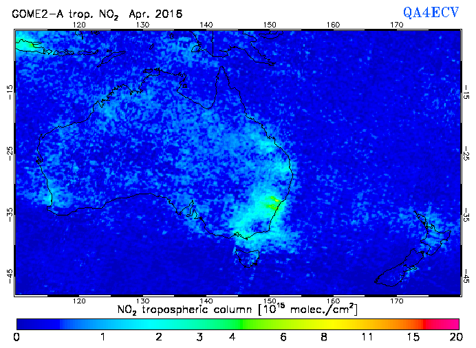 Regional Tropospheric NO2 of April 2016