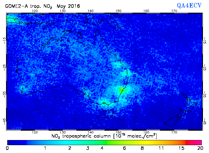 Regional Tropospheric NO2 of May 2016