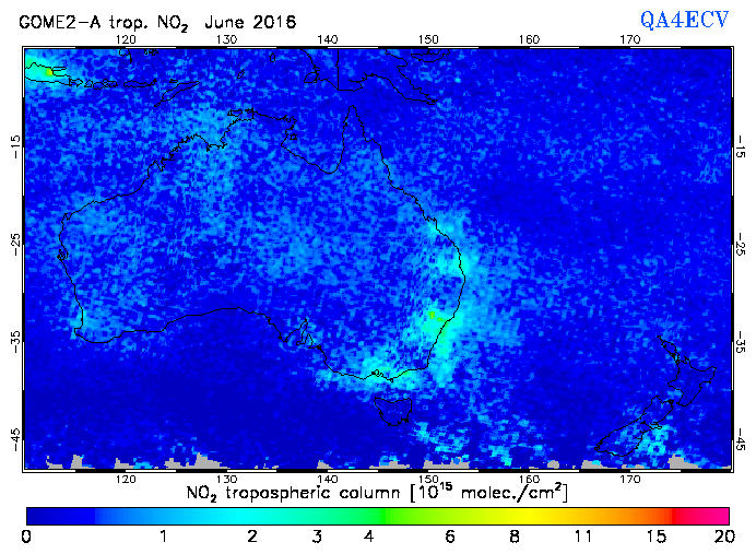 Regional Tropospheric NO2 of June 2016
