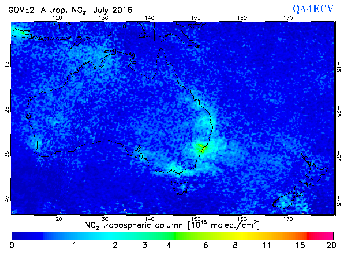 Regional Tropospheric NO2 of July 2016
