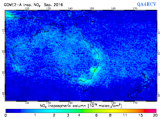 Regional Tropospheric NO2 of September 2016