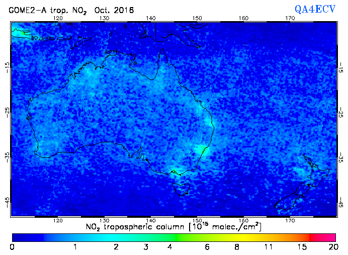 Regional Tropospheric NO2 of October 2016