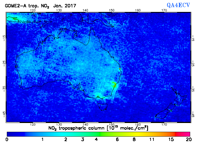 Regional Tropospheric NO2 of January 2017
