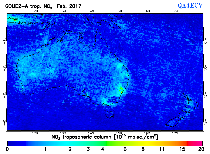 Regional Tropospheric NO2 of February 2017