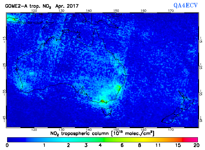 Regional Tropospheric NO2 of April 2017
