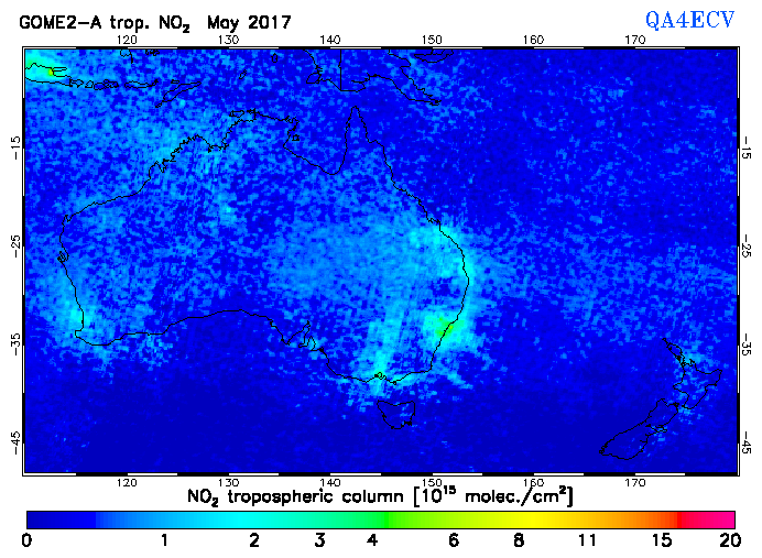 Regional Tropospheric NO2 of May 2017