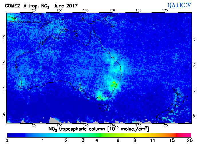 Regional Tropospheric NO2 of June 2017