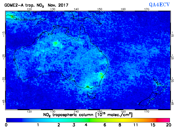 Regional Tropospheric NO2 of November 2017