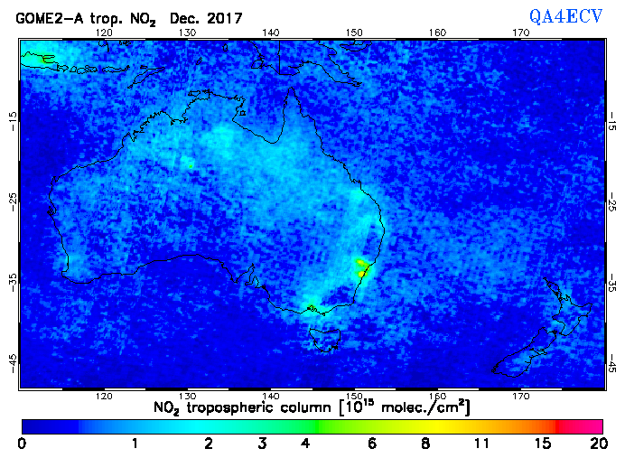 Regional Tropospheric NO2 of December 2017