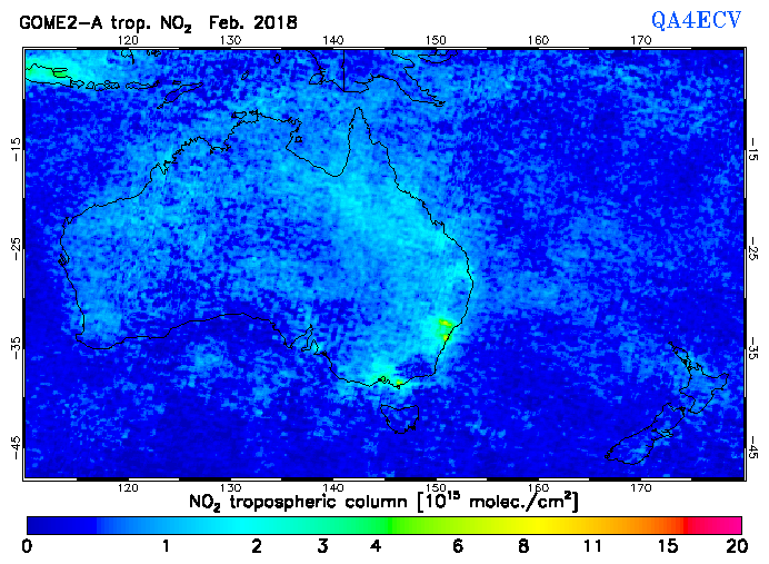 Regional Tropospheric NO2 of February 2018